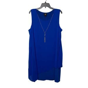 JM Collection Necklace-Embellished Sheath Dress Blue XL $79
